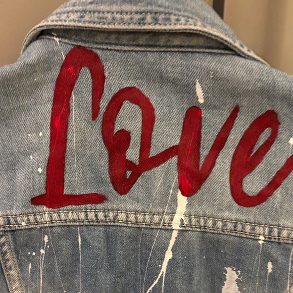 Distressed Love Denim Jacket - Picture 6 of 6